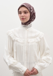 SECRET ELEGANCE PATTERNED COTTON VISCOSE SCARF BURGUNDY