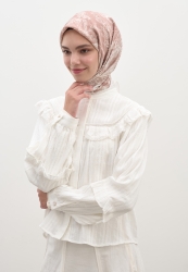 SECRET ELEGANCE PATTERNED COTTON VISCOSE SCARF SALMON