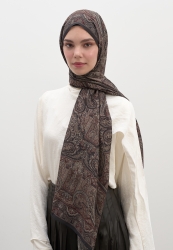 SLYVIE PRINTED SCARF BITTER COFFEE