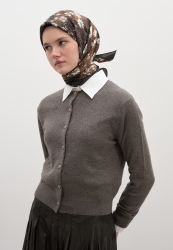 TINY DAISY PATTERNED COTTON VISCOSE SCARF BROWN