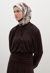 VANILLA BLOSSOM DESEN PAMUKLU VİSKON EŞARP SİYAH