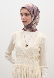 VINTAGE ROSE DESEN PAMUKLU VİSKON EŞARP GÜL KURUSU