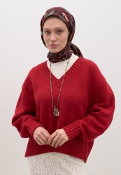 FLOWER RAIN DESEN PAMUKLU VİSKON EŞARP BORDO