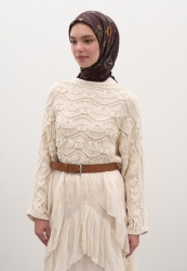 GISELE DESEN PAMUKLU VİSKON EŞARP BORDO