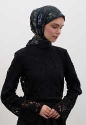 GISELE DESEN PAMUKLU VİSKON EŞARP KOYU YEŞİL