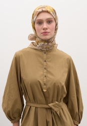 JASMINE JOY PATTERNED COTTON VISCOSE SCARF BEIGE