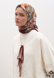 JASMINE JOY DESEN PAMUKLU VİSKON EŞARP BORDO