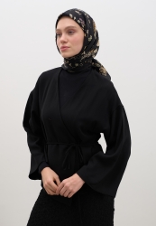 JENEPHIE DESEN PAMUKLU VİSKON EŞARP SİYAH