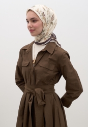 JENEPHIE PATTERNED COTTON VISCOSE SCARF MINK