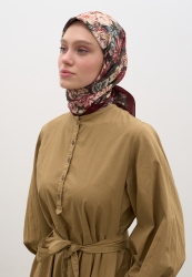 JUDITH PATTERNED COTTON VISCOSE SCARF BURGUNDY JUDITH PATTERNED COTTON VISCOSE SCARF BURGUNDY