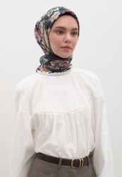 JUDITH PATTERNED COTTON VISCOSE SCARF PETROL JUDITH PATTERNED COTTON VISCOSE SCARF PETROL