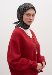 LEANA DESEN PAMUKLU VİSKON EŞARP SİYAH