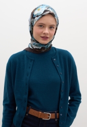 LOTUS DESEN PAMUKLU VİSKON EŞARP ACI KAHVE