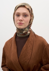 MADELEINE PATTERNED COTTON VISCOSE SCARF KHAKI MADELEINE PATTERNED COTTON VISCOSE SCARF KHAKI