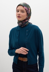 MADELEINE PATTERNED COTTON VISCOSE SCARF PETROL MADELEINE PATTERNED COTTON VISCOSE SCARF PETROL