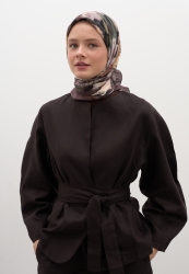 MIDNIGHT FLORAL PATTERNED COTTON VISCOSE SCARF PLUM PURPLE