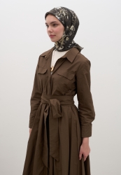 MIDNIGHT ROSE PATTERNED COTTON VISCOSE SCARF KHAKI