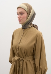 OMBRE DESEN PAMUKLU VİSKON EŞARP FÜME