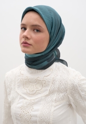 OMBRE DESEN PAMUKLU VİSKON EŞARP LACİVERT