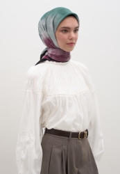 OMBRE PATTERNED COTTON VISCOSE SCARF MINT GREEN