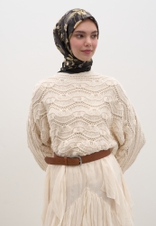 REVERIE PATTERNED COTTON VISCOSE SCARF BLACK