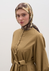 ROSE BREEZE DESEN PAMUKLU VİSKON EŞARP TOZLU KAHVE