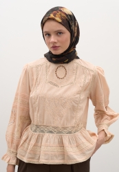 ROSINE DESEN PAMUKLU VİSKON EŞARP ACI KAHVE