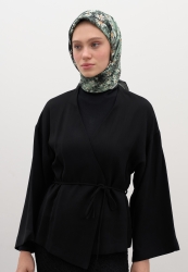 TINY DAISY PATTERNED COTTON VISCOSE SCARF SEAFOAM