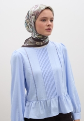 VINTAGE GARDEN DESEN PAMUKLU VİSKON EŞARP KAHVERENGİ