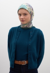 VINTAGE GARDEN DESEN PAMUKLU VİSKON EŞARP PETROL