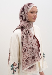 WILD PAISLEY DESEN ŞAL BORDO