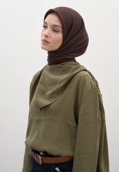 COTTON VISCOSE SCARF BITTER COFFEE
