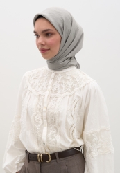 COTTON VISCOSE SCARF WARM GREY