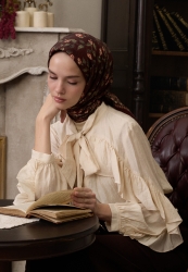 LEANA DESEN PAMUKLU VİSKON EŞARP BORDO