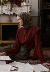 LEANA DESEN PAMUKLU VİSKON EŞARP VİZON