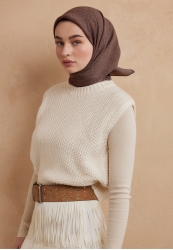 REINA DESEN PAMUK İPEK EŞARP ÇİKOLATA KAHVE