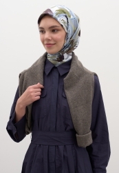 VANILLA BLOSSOM DESEN PAMUKLU VİSKON EŞARP LACİVERT