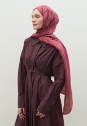 NARA PAMUK FLOŞ JAKARLI ŞAL VINTAGE ROSE