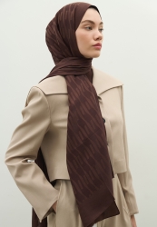 NARA PAMUK FLOŞ JAKARLI ŞAL ÇİKOLATA KAHVE