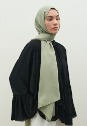 NARA PAMUK FLOŞ JAKARLI ŞAL MİNT YEŞİLİ