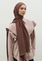 MONOGRAM COTTON FLOSH JACQUARD HIJAB COCOA
