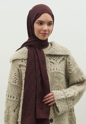 MONOGRAM COTTON FLOSH JACQUARD HIJAB RED BROWN