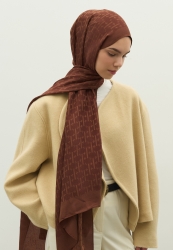 MONOGRAM PAMUK FLOŞ JAKARLI ŞAL AĞAÇ KABUĞU