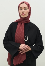 MONOGRAM PAMUK FLOŞ JAKARLI ŞAL KİRAZ ÇİÇEĞİ