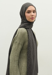 MONOGRAM COTTON FLOSH JACQUARD HIJAB DARK GREY