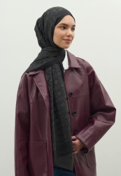 OSLO PAMUK FLOŞ JAKARLI ŞAL ANTRASİT