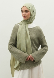 OSLO PAMUK FLOŞ JAKARLI ŞAL MİNT YEŞİLİ