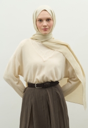 OSLO PAMUK FLOŞ JAKARLI ŞAL BEJ