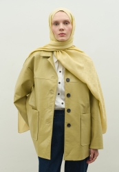 OSLO PAMUK FLOŞ JAKARLI ŞAL SOFT SARI