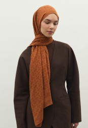 MONOGRAM PAMUK FLOŞ JAKARLI ŞAL TARÇIN KABUĞU